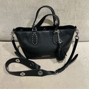 Michael Kors Brooklyn small black pebbled leather women’s satchel bag